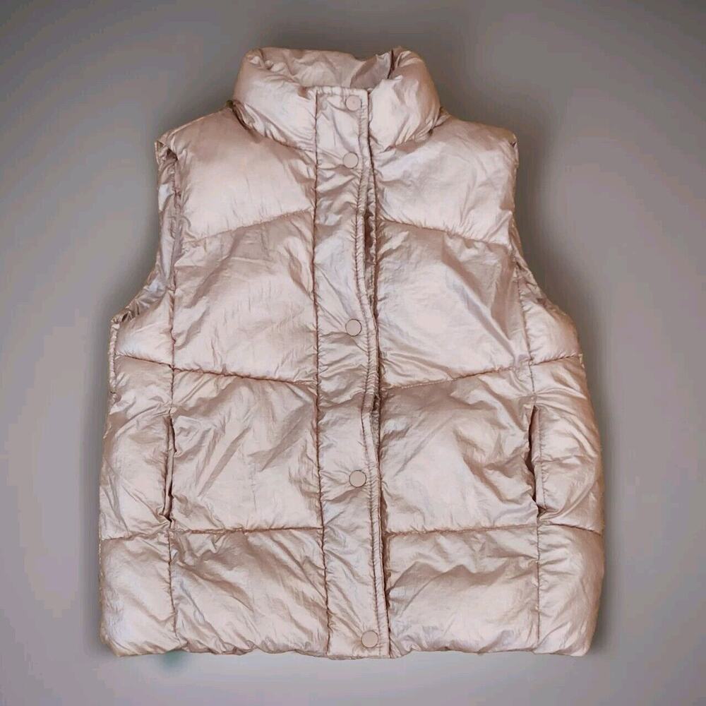 ZARA‎ Metallic Rose Gold Pink Puffer Vest Girls Size 4-5